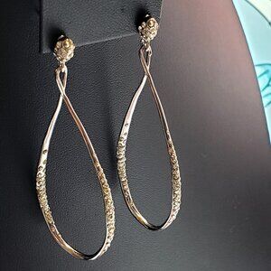 Alexis Bittar NWOT Crystal Encrusted Molten Teardrop Hoop Earrings